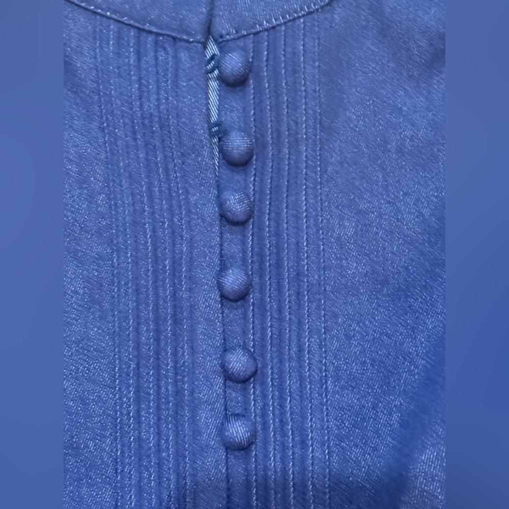 NWT. Commense. Denim Stand Collar Puff Sleeve Mini Dress. Size Small. - Picture 11 of 15